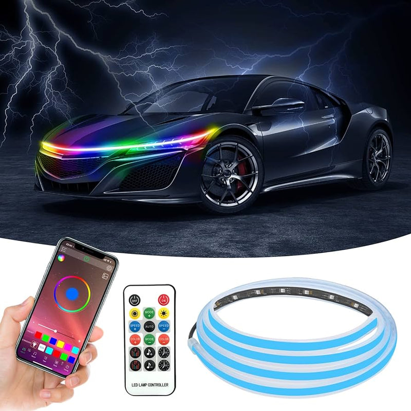 LED Strip RGB flowing Light For Car Hood with remote control