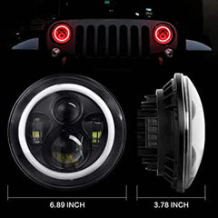 7" 90W Exhibit Series CREE LED Headlights With RGB Dancing Halo For 1997-2018 Jeep Wrangler TJ JK