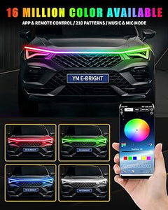 LED Strip RGB flowing Light For Car Hood with remote control