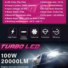 HEADLIGHT LED T3 20000LM