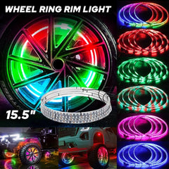 LED Wheel Ring 4X Car 14 15.5" 17inch RGB  Rim Lights Kit APP Bluetooth