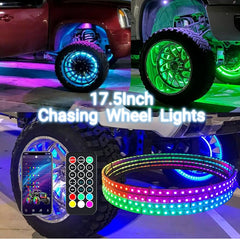 LED Wheel Ring 4X Car 14 15.5" 17inch RGB  Rim Lights Kit APP Bluetooth