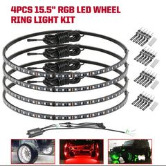 LED Wheel Ring 4X Car 14 15.5" 17inch RGB  Rim Lights Kit APP Bluetooth