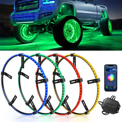 LED Wheel Ring 4X Car 14 15.5" 17inch RGB  Rim Lights Kit APP Bluetooth