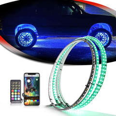 LED Wheel Ring 4X Car 14 15.5" 17inch RGB  Rim Lights Kit APP Bluetooth