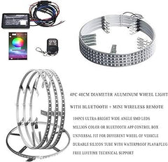 LED Wheel Ring 4X Car 14 15.5" 17inch RGB  Rim Lights Kit APP Bluetooth