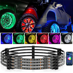 LED Wheel Ring 4X Car 14 15.5" 17inch RGB  Rim Lights Kit APP Bluetooth