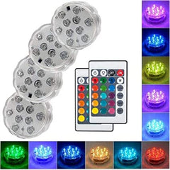 4 piezas Luz de piscina RGB LED bombilla color submarino jarrón luces decorativas y control remoto