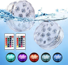 4 piezas Luz de piscina RGB LED bombilla color submarino jarrón luces decorativas y control remoto